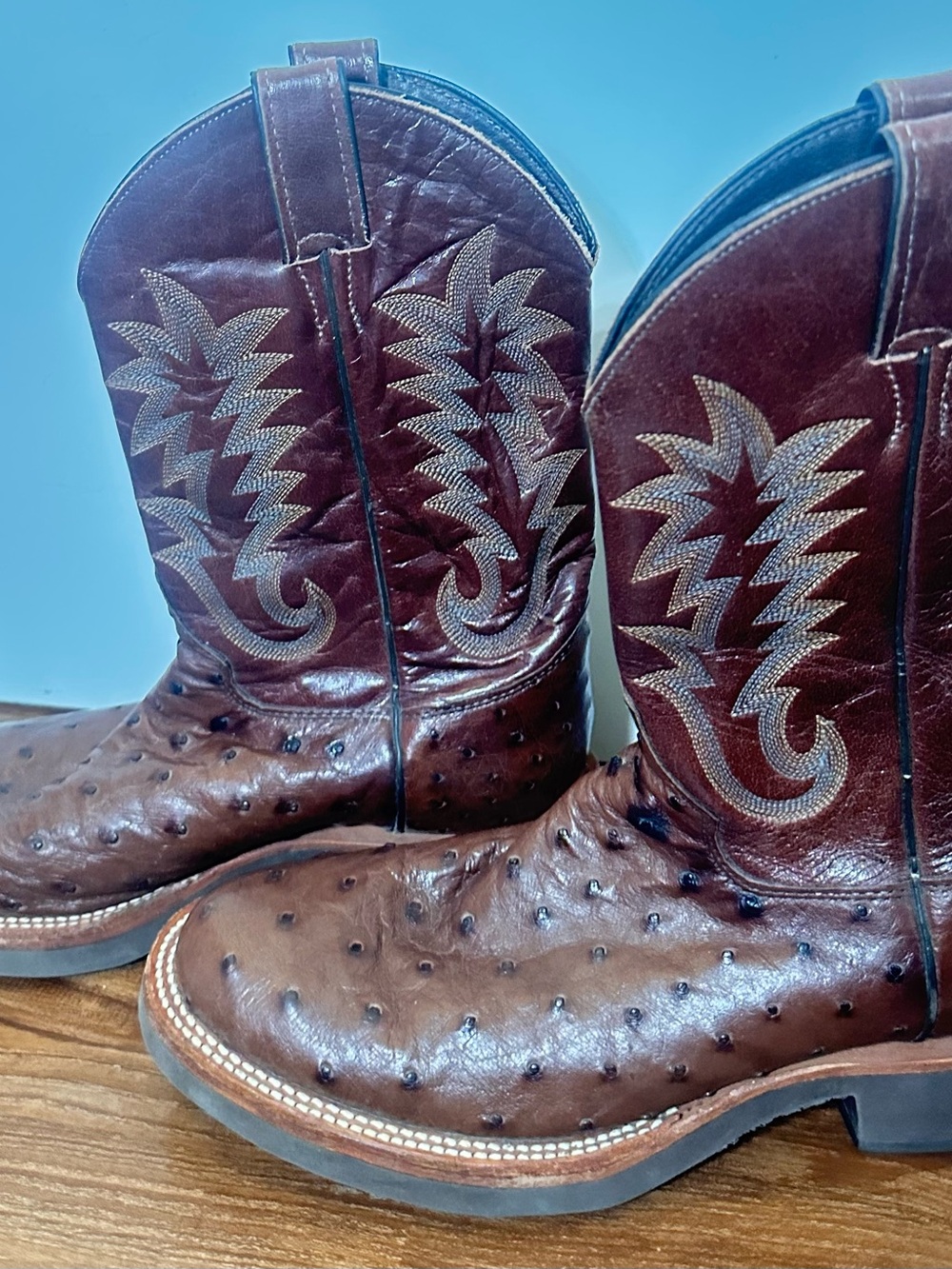 Justin 5031 Men's Full Quill Ostrich Tekno Crepe Western Cowboy Boots Size 8.5